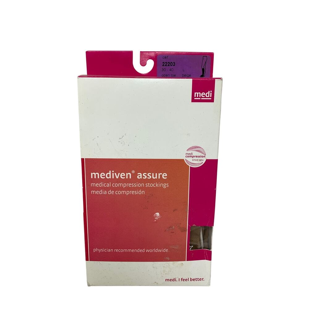 Medi Mediven Assure Compression Stockings Calf Large Open Toe Beige 22203